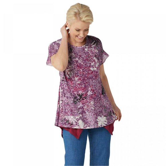 NWT Printed Burnout Top & Tank Top Set Large Dark